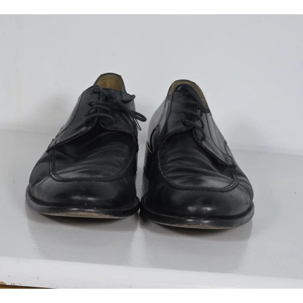 Mercanti Fiorentini Mens 10 Black Leather Derby Shoes Made In Italy Classic